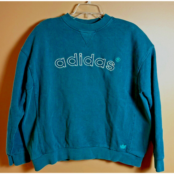 Adidas Sweatshirt Mens Size Large Y2K Spell Out Oversized Cotton EUC - Picture 1 of 8
